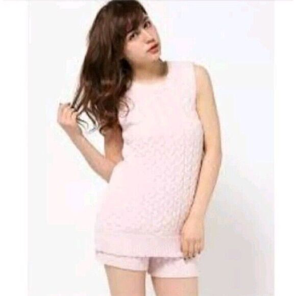 Snidel Cable Knit Romper Pink Sleeveless Women's Size Small - Picture 1 of 8
